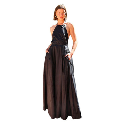 Damen Abendkleid Lang Eveloria Rückenausschnitt Fließend