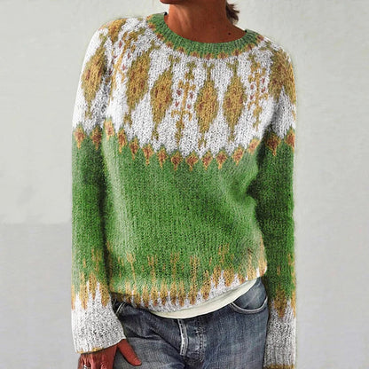 Damen Strickpullover Lebhaftes Muster Komfortabler Schnitt Eveloria