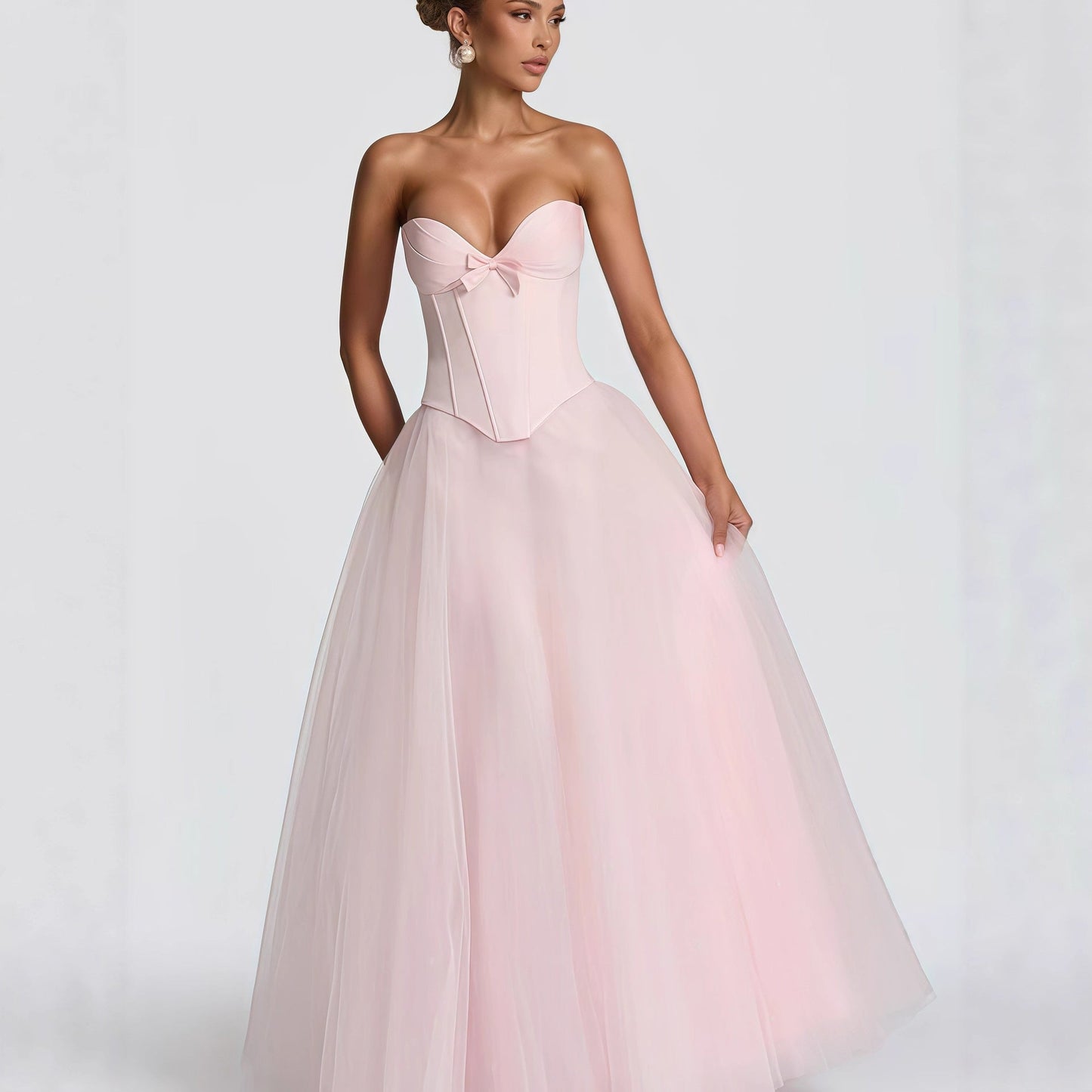 Damen Brautkleid V-Ausschnitt Tüllrock Weißen Hochzeitkleid