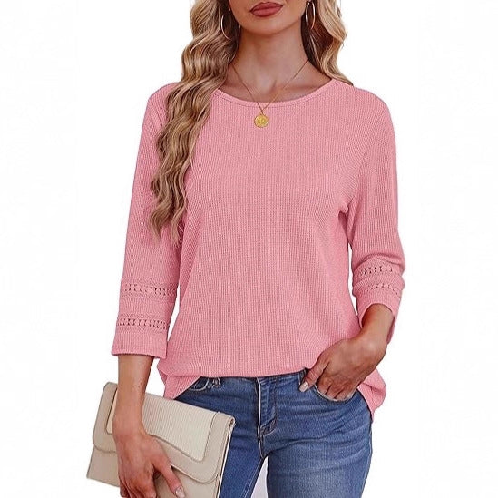 Damen Longsleeve-Oberteil Spitzen-Details Eveloria