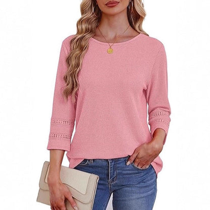 Damen Longsleeve-Oberteil Spitzen-Details Eveloria