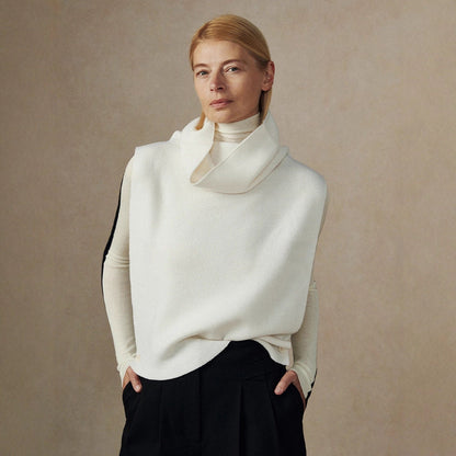 Damen Strickweste Lässig Hochgeschlagener Kragen Beige