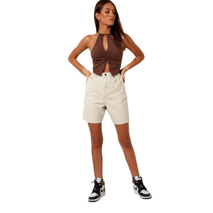 Damen Haltertop Raffiniertes Design mit Schlüsselausschnitt und