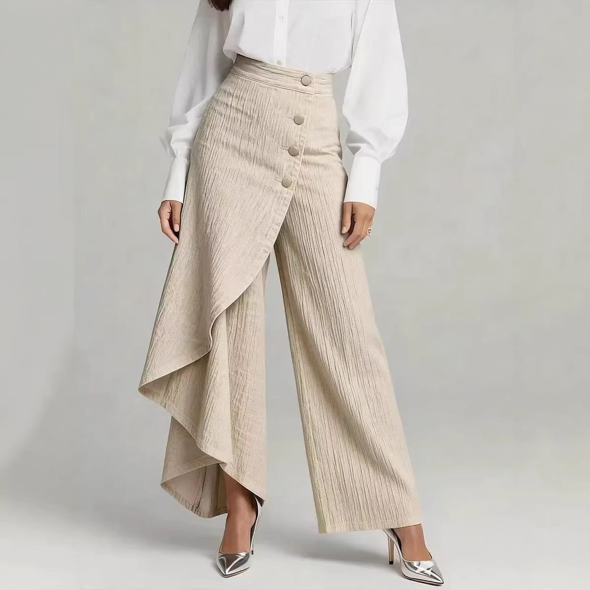 Damen Jeansrock Asymmetrisch Knopfdetails Eveloria