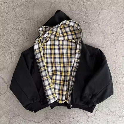 Damen Kapuzenjacke Kariertes Innenfutter Eveloria