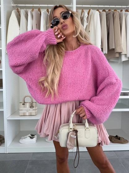 Damen Oversized Strickpullover Voluminöse Ärmel Modern Eveloria