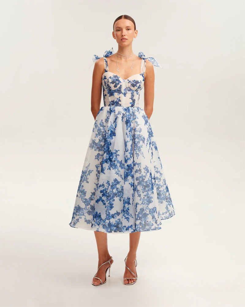 Damen Midi-Kleid Florales Design Eveloria