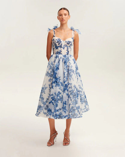 Damen Midi-Kleid Florales Design Eveloria