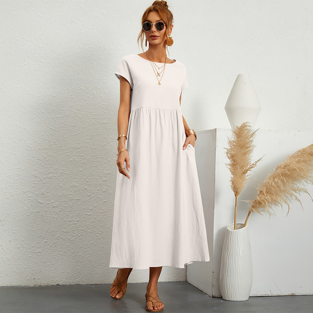 Damen Maxikleid Tailliert Mit Seitentaschen Eveloria