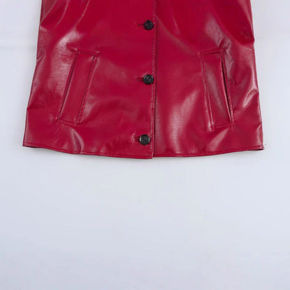 Damen Kunstlederjacke Glänzend Taschen Eveloria