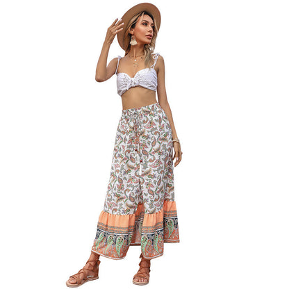 Damen Maxirock Paisley Muster Elastisch Eveloria