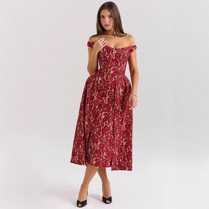 Damen Spitzenkleid A-Linie Elegantes Hochzeitskleid Weiß