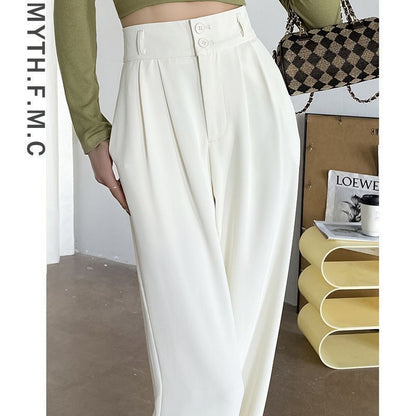 Damen Klassische Taillenhose Elegant Faltenwurf
