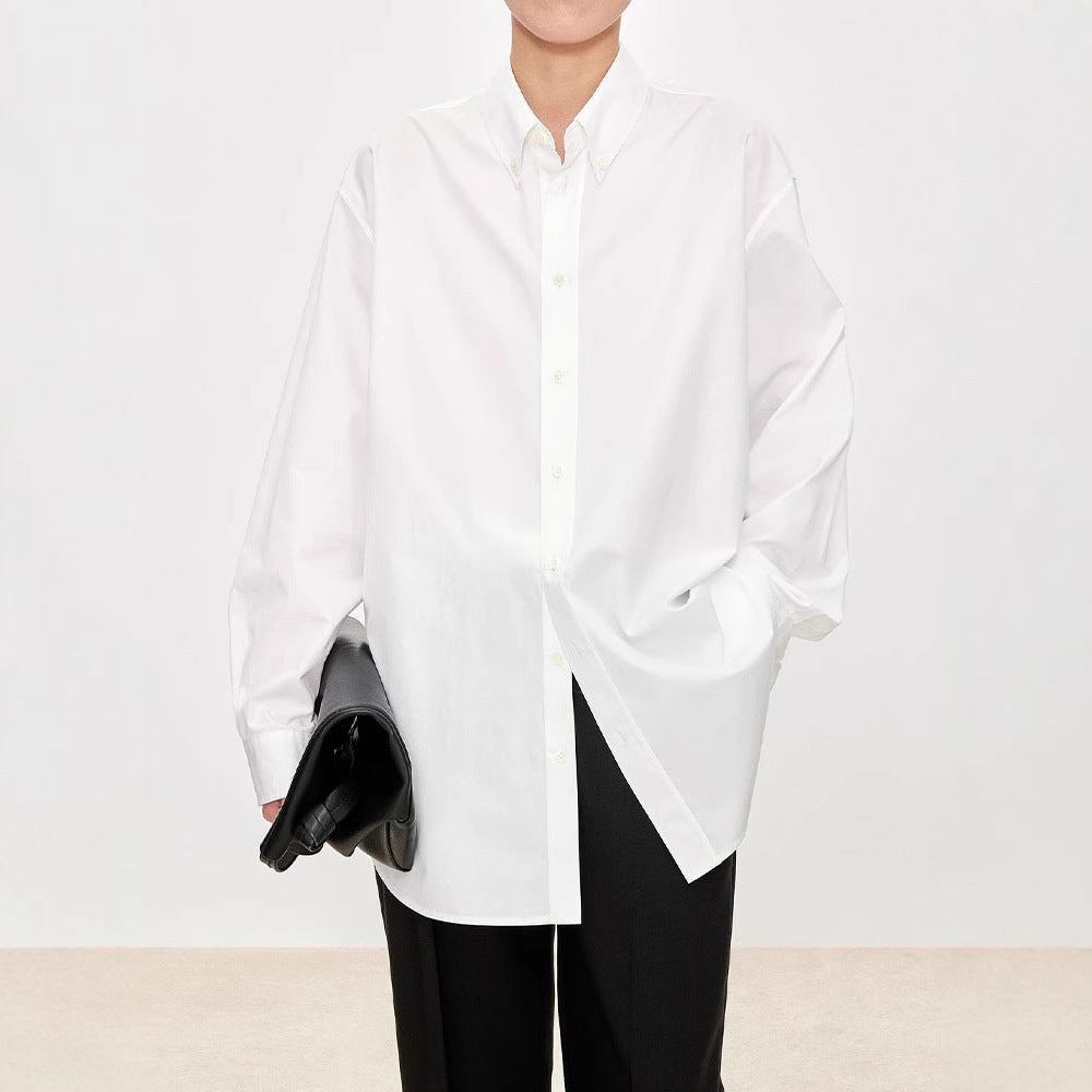 Damen Oversized Bluse Klassische Knöpfe Elegantes Design