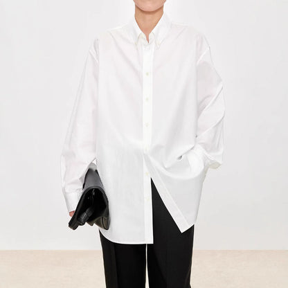 Damen Oversized Bluse Klassische Knöpfe Elegantes Design