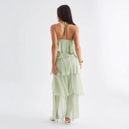 Damen Maxikleid Rüschenkleid Elegantes Design
