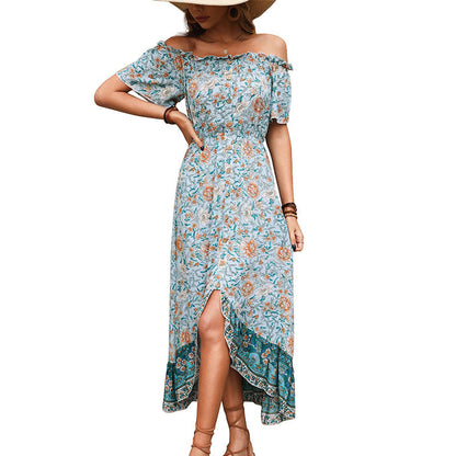 Damen Maxikleid Off-Shoulder Floralmuster Eveloria