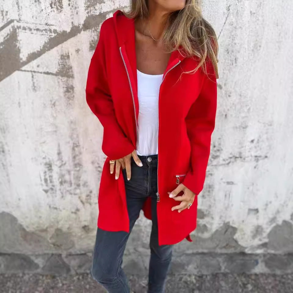 Damen Oversized Jacke Reißverschlusstaschen Eveloria