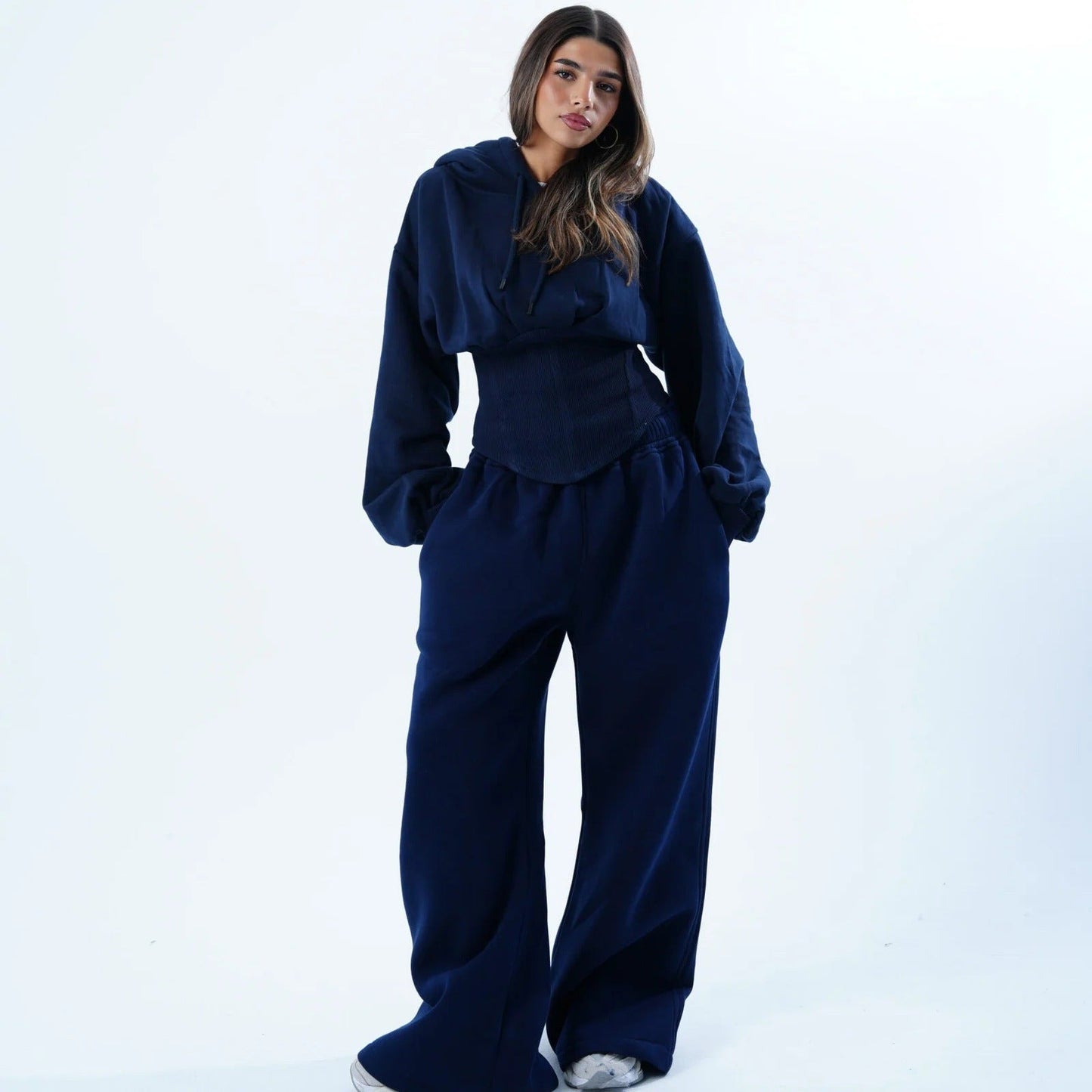 Damen Oversized Hoodie Lässig Weite Bund Grau Eveloria