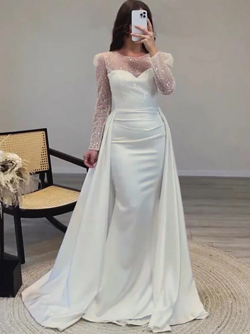 Damen Abendkleid Glitzer Oberteil Fließender Rock Eveloria