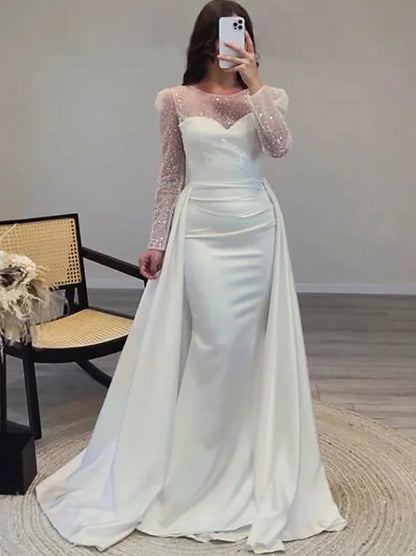 Damen Abendkleid Glitzer Oberteil Fließender Rock Eveloria