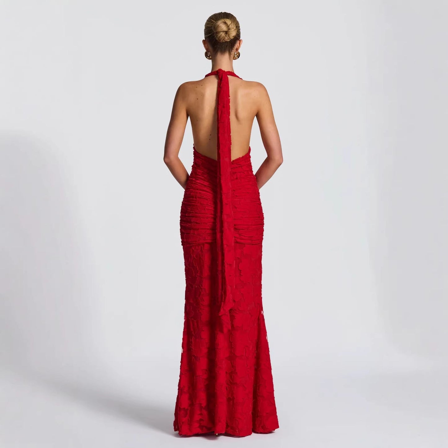 Damen Abendkleid mit V-Ausschnitt Geraffter Stoff Eveloria