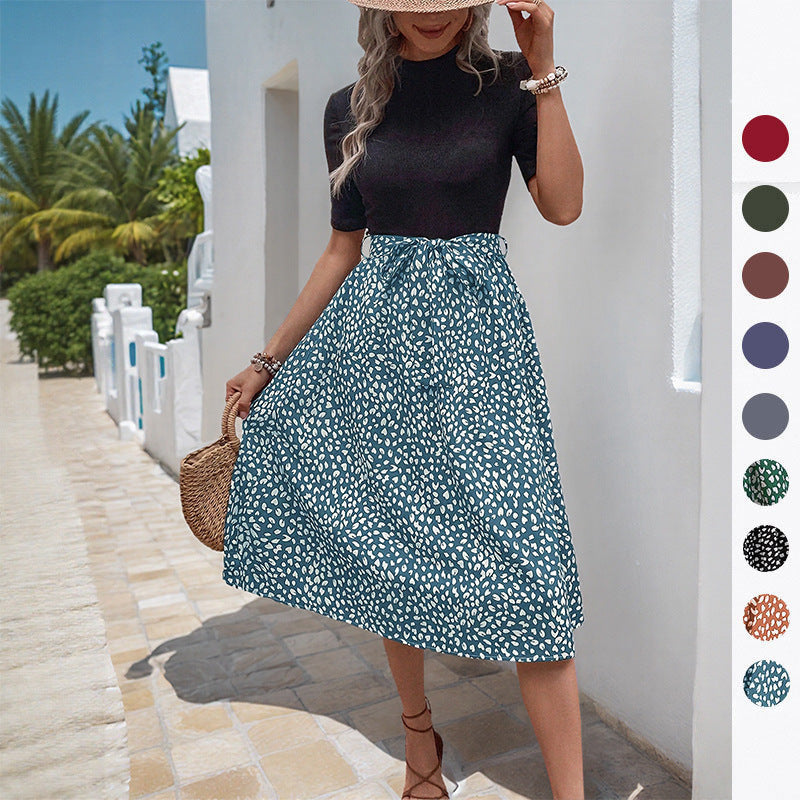 Damen Midikleid Tiermuster Mit Gürtel Eveloria - Eveloria