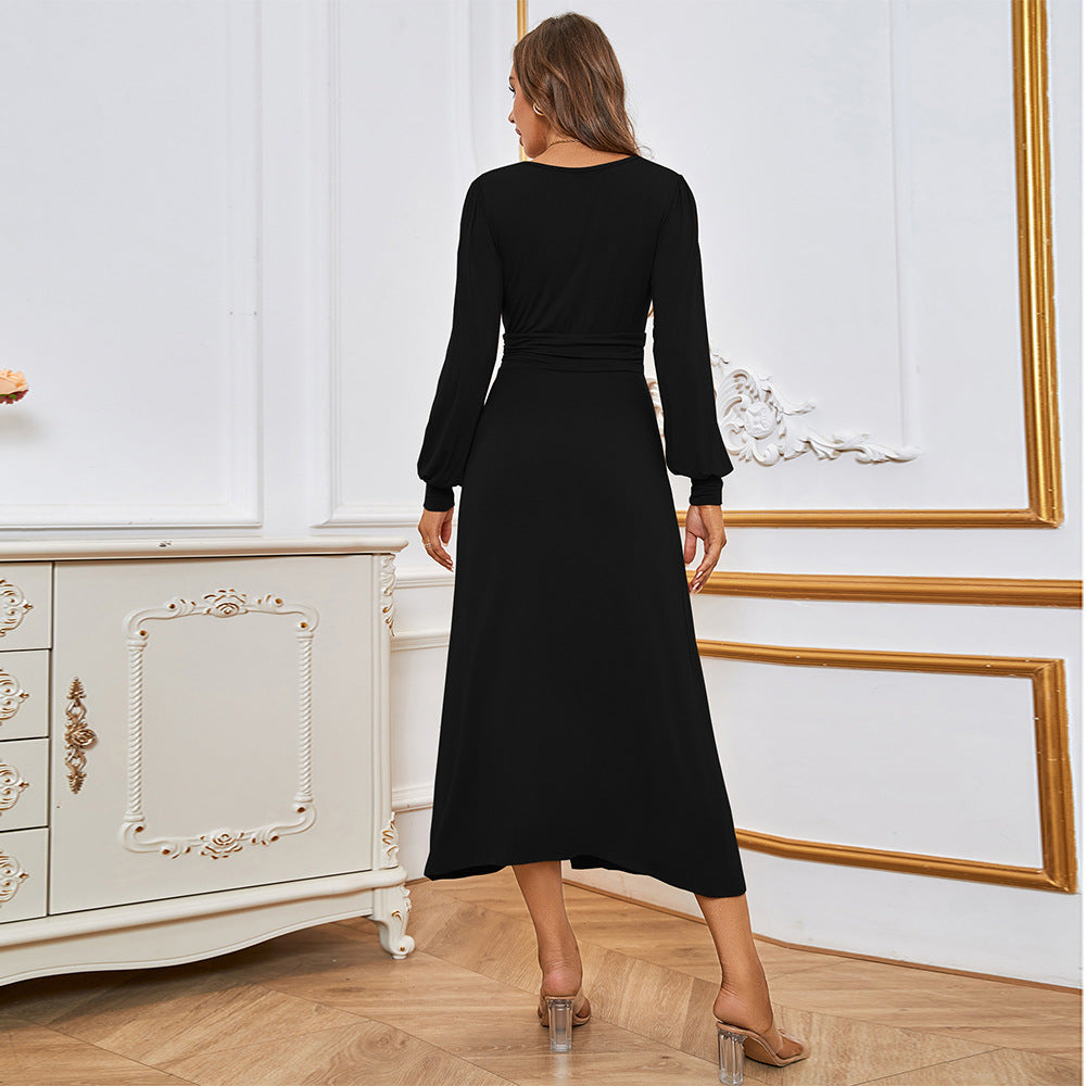 Damen Maxi-Kleid V-Ausschnitt Eleganter Schlitz Eveloria