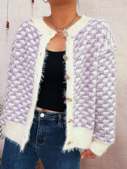 Damen Strickjacke Flauschig Lässiger Schnitt