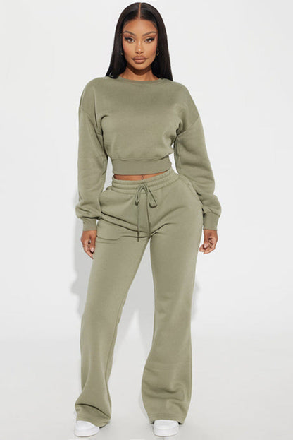 Damen Cropped Sweatshirt Voluminöse Ärmel Eveloria