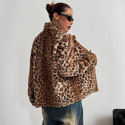 Damen Blazerjacke Leopardenmuster Eveloria