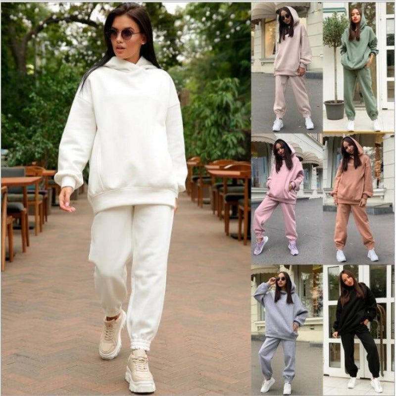 Damen Sweatshirt Jogginghosen Set Modern Passform Grau Eveloria - Eveloria