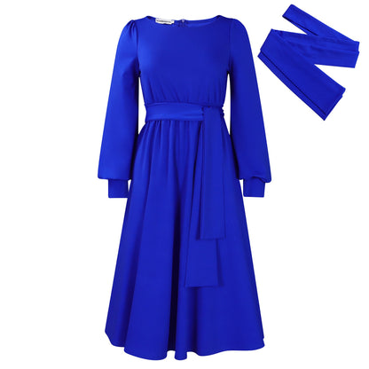 Damen Maxikleid Wickelgürtel Voluminöse Ärmel Eveloria