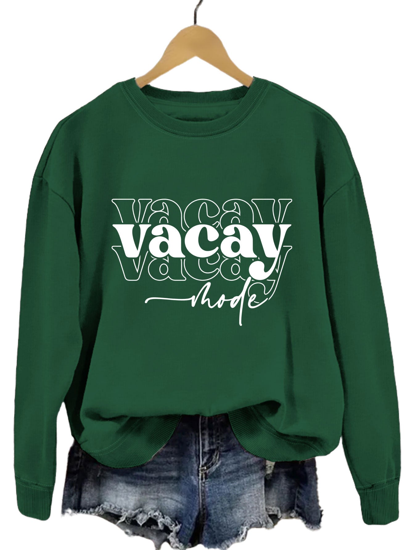 Damen Sweatshirt Lässiger Schriftzug Baumwolle Entspannte Passform
