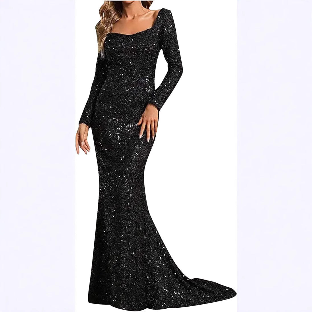 Damen Abendkleid Glitzerrock Voluminöse Ärmel Eveloria