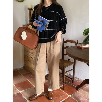 Damen Strickpullover Zopfmuster Eveloria Lässig