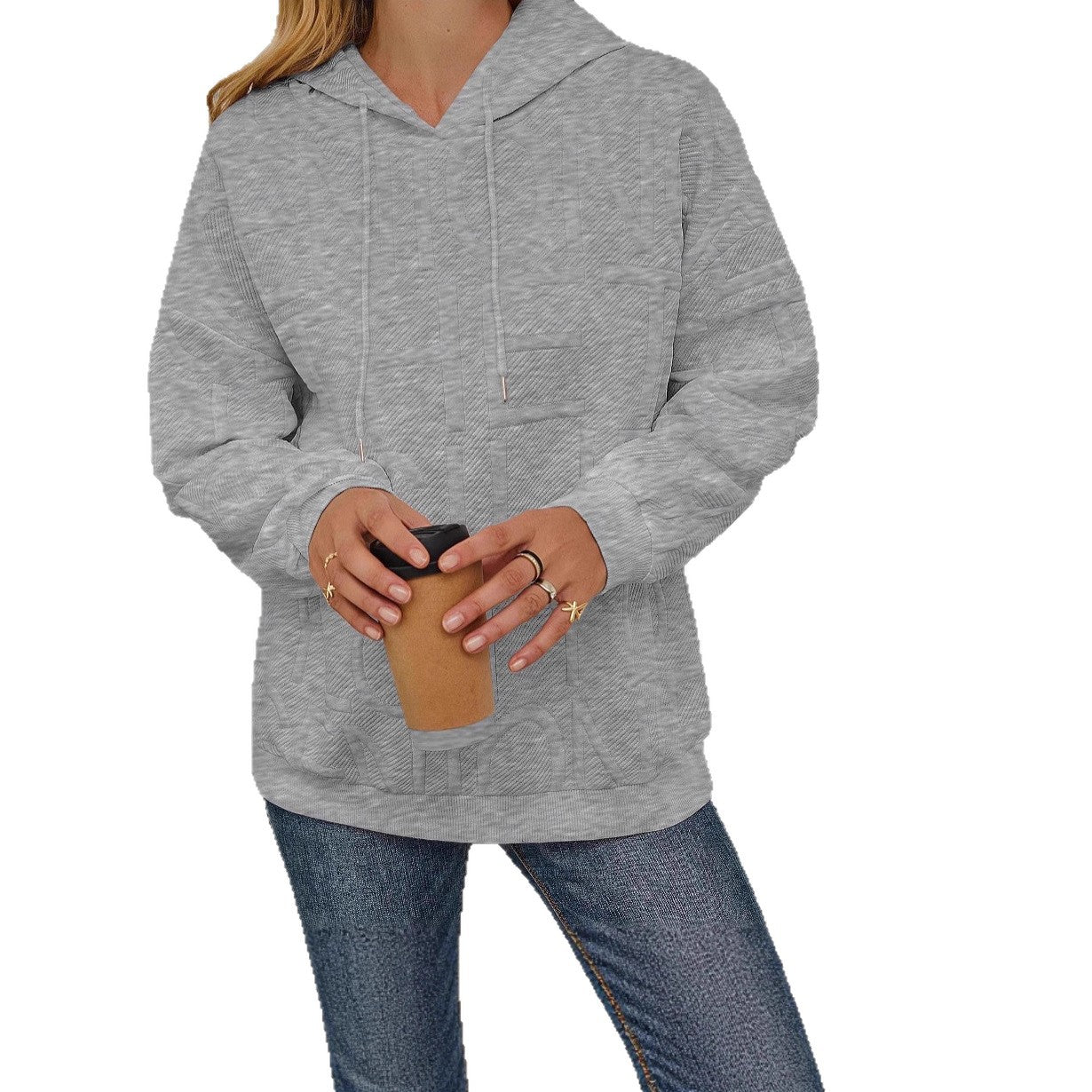Damen Oversize Kapuzenpullover Strukturiertes Design Eveloria