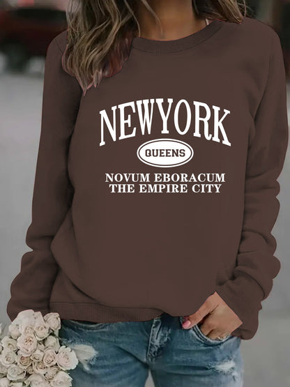 Damen Sweatshirt New Yorker Schriftzug Eveloria