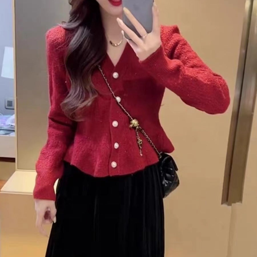 Damen Strickjacke mit Knöpfen und Taillierung Elegantes Design