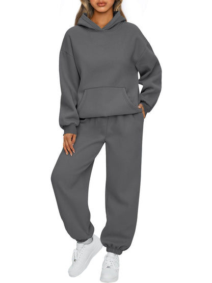 Damen Sportanzug Hoodie Jogginghosen Baumwolle Beige
