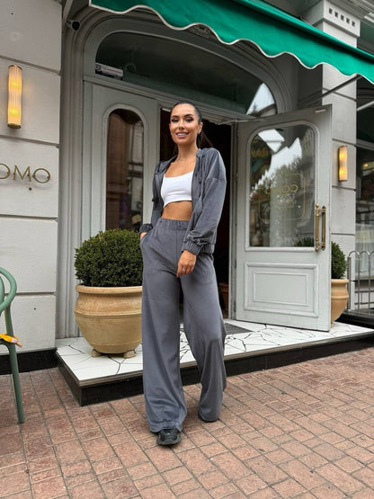 Damen Velours Jogginganzug Kapuze Komfort Eveloria