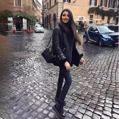 Damen Kunstlederjacke Abnehmbares Innenfutter Eveloria