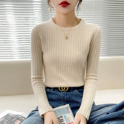 Damen Feinstrickpullover Rippstruktur Rundhalsausschnitt Eveloria