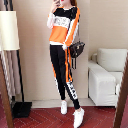 Damen Sportset Elastisch Bündchen Modisch Grau Eveloria