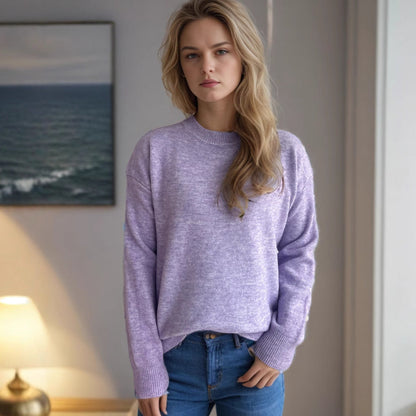 Damen Strickpullover Kuschelig Moderner Schnitt Beige