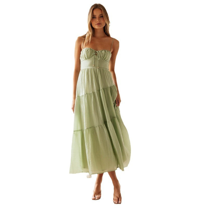 Damen Maxikleid Verstellbare Träger Raffinierte Volants Eveloria