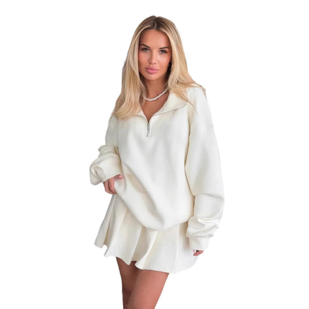 Damen Sweatshirt Kurzreißverschluss Weites Design Eveloria