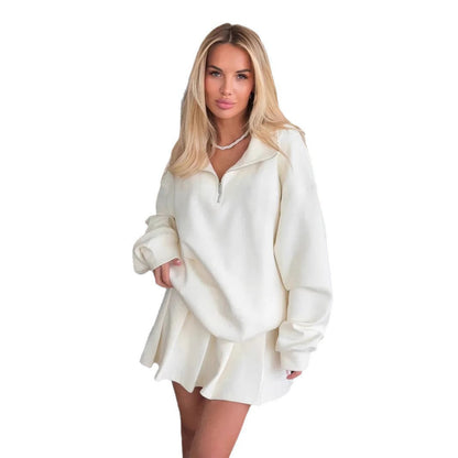 Damen Sweatshirt Kurzreißverschluss Weites Design Eveloria