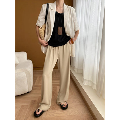 Damen Leinenjacke Elegantes Design Locker Passform Beige