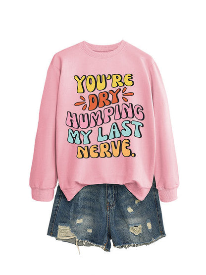 Damen Sweatshirt Lässiger Schnitt Comic-Slogan Grau Eveloria